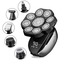 6-In-1 Electric Head Shaver for Bald Men 7 Blades Floating Razor Hair Trimmer USB Rechargeable LED Display Beard Shavers