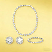 2025 New Light Luxury Round Necklace Pendant Earnail Bracelet, High Jewelry Set, Daily Wear, Party Essential - Anniversary Gift