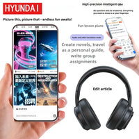HYUNDAI X1PRO Bluetooth 6.0 Headphone,With Magnetic Touch Control LED Screen,AI Wireless Translation Earphones,100+ Languages