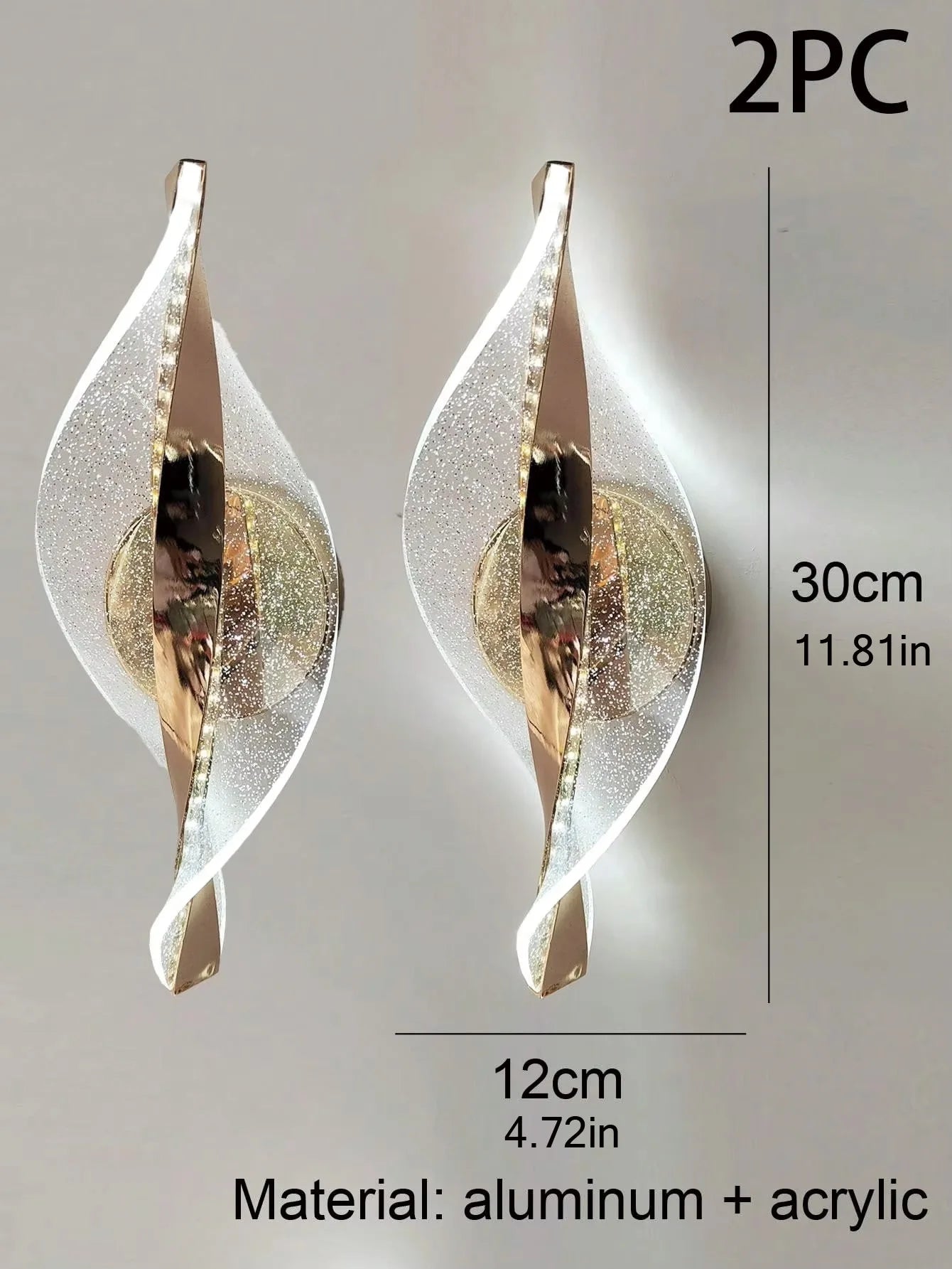 1pc/2pc modern gold/black LED acrylic wall sconce for lustre living room back wall, bedroom bedside home decor lighting.