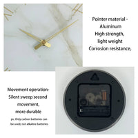 1pc 12 inch tempered glass wall clock, modern simple white marble texture gold Roman numerals design wall clock, home mute clock