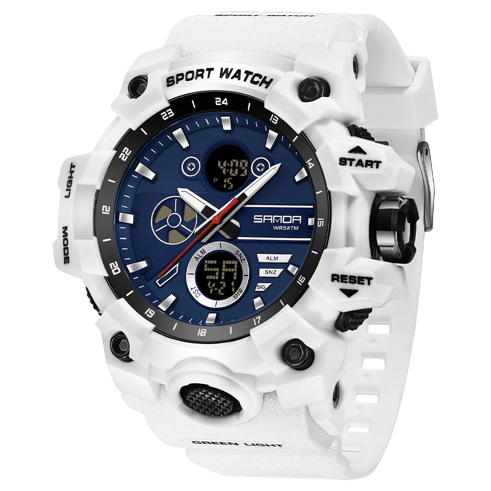 SANDA Men's Outdoor Military Watch 50M Waterproof Digital Wristwatch Stopwatch Alarm LED Light Sport Wristwatch