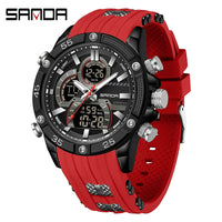 SANDA New 6162 Fashionable Men's Electronic Watch Sports Fashion Multifunctional Waterproof LED Men's Electronic Watch 2025