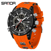 SANDA New 6162 Fashionable Men's Electronic Watch Sports Fashion Multifunctional Waterproof LED Men's Electronic Watch 2025