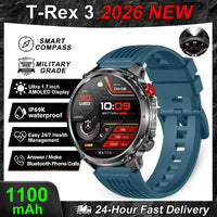 2026 New T-Rex3 Pro GPS Tracker 1100mAh Smartwatch Men 120-Day Standby Clock Rugged Outdoor Sport 10ATM Waterproof Call Watches