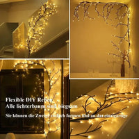 144 LED USB Wall Decoration Lights Willow Vine Branch Lights Warm White Light for Room Kitchen Wedding Christmas Halloween Decor