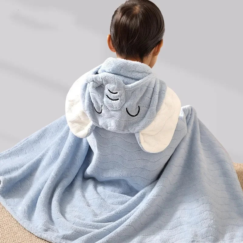 Cute Cartoon Baby Ins Cotton Bath Towel Children Hooded Towel Thickened Absorbent Baby Bathrobe Infant Soft Swaddle Blanket