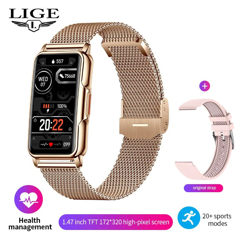 LIGE Smart Bracelet Women Smartwatch Men Heart Rate Blood Oxygen Waterproof Sport Smart Band Ladies Men Watch For Android IOS