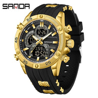 SANDA New 6162 Fashionable Men's Electronic Watch Sports Fashion Multifunctional Waterproof LED Men's Electronic Watch 2025
