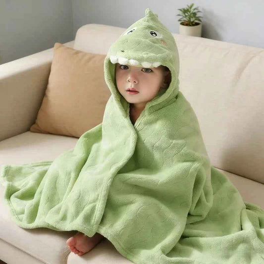 Cute Cartoon Baby Ins Cotton Bath Towel Children Hooded Towel Thickened Absorbent Baby Bathrobe Infant Soft Swaddle Blanket