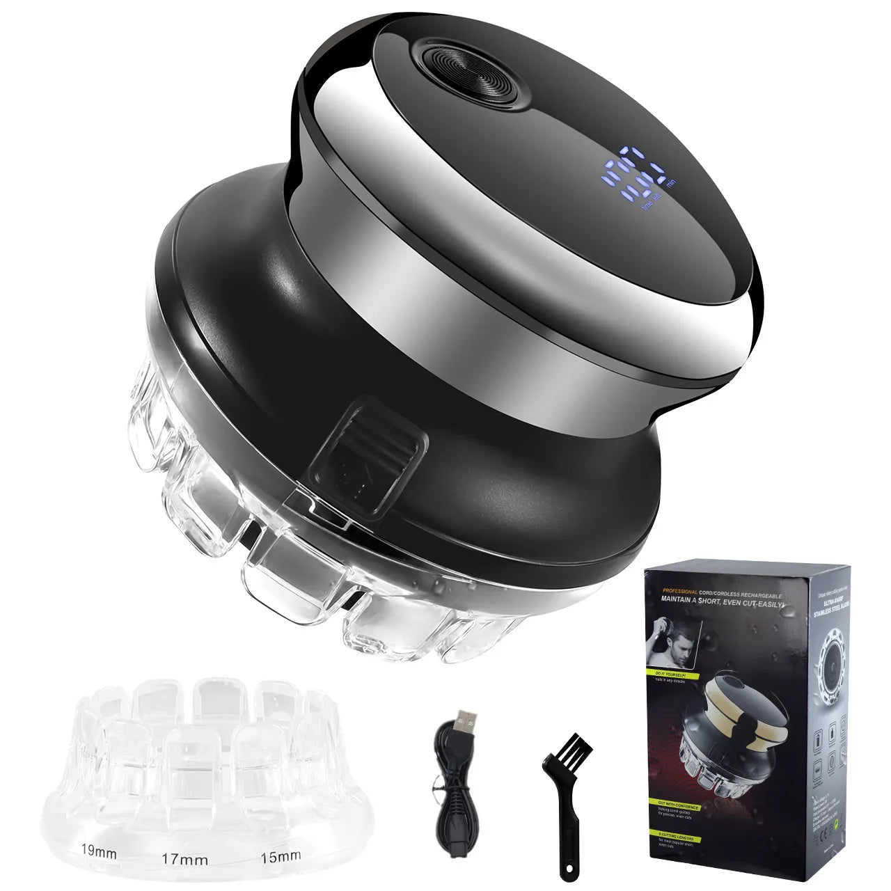 6-In-1 Electric Head Shaver for Bald Men 7 Blades Floating Razor Hair Trimmer USB Rechargeable LED Display Beard Shavers
