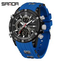 SANDA New 6162 Fashionable Men's Electronic Watch Sports Fashion Multifunctional Waterproof LED Men's Electronic Watch 2025