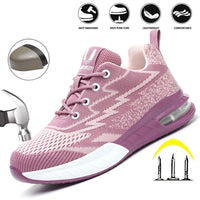 Women's Safety Shoes with Air Cushion Sole Work Shoes Comfortable Breathable Lightweight Safety Footwear