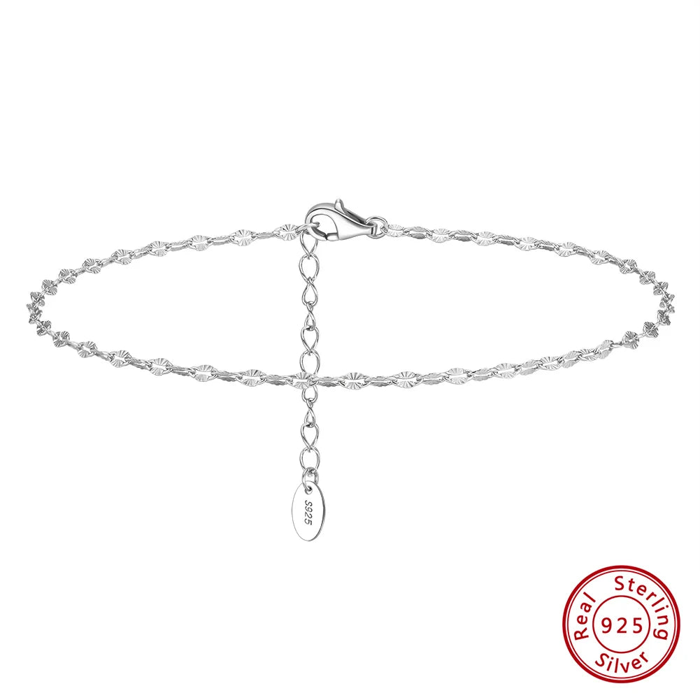Rinntin Genuine 925 Sterling Silver Ball Faceted Bead Chain Anklets Fashion Women Summer Foot Bracelet Ankle Straps Jewelry SA80
