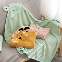 Cute Cartoon Baby Ins Cotton Bath Towel Children Hooded Towel Thickened Absorbent Baby Bathrobe Infant Soft Swaddle Blanket