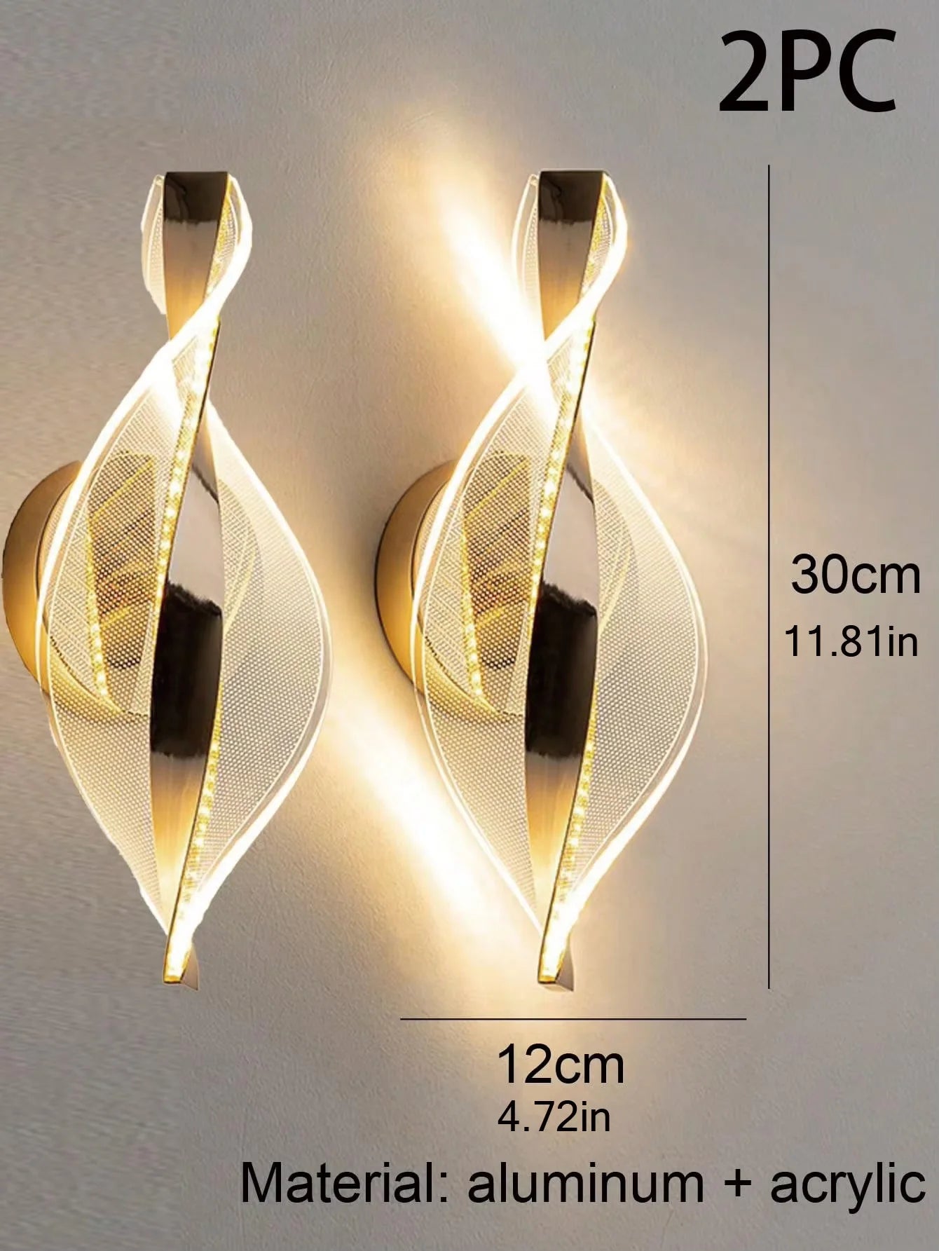 1pc/2pc modern gold/black LED acrylic wall sconce for lustre living room back wall, bedroom bedside home decor lighting.