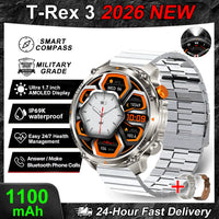 2026 New T-Rex3 Pro GPS Tracker 1100mAh Smartwatch Men 120-Day Standby Clock Rugged Outdoor Sport 10ATM Waterproof Call Watches