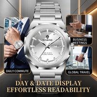 1 piece Men's Silver Metal Strap Watch Octagonal Case Date Week Display Casual Business Fashion Wristwatch For Daily Wea