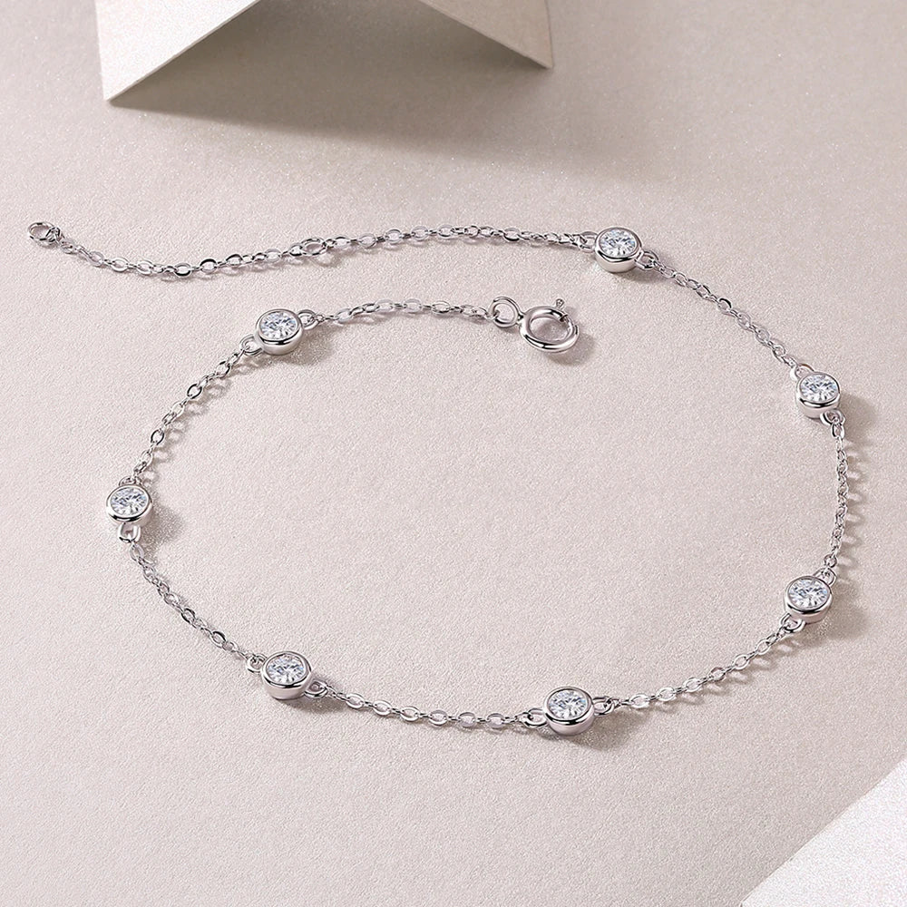 3mm Bubble Moissanite Bracelets for Women Certified Original 18k Gold Plated 925 Silver Full Diamond Bezel Bracelet Fine Jewelry