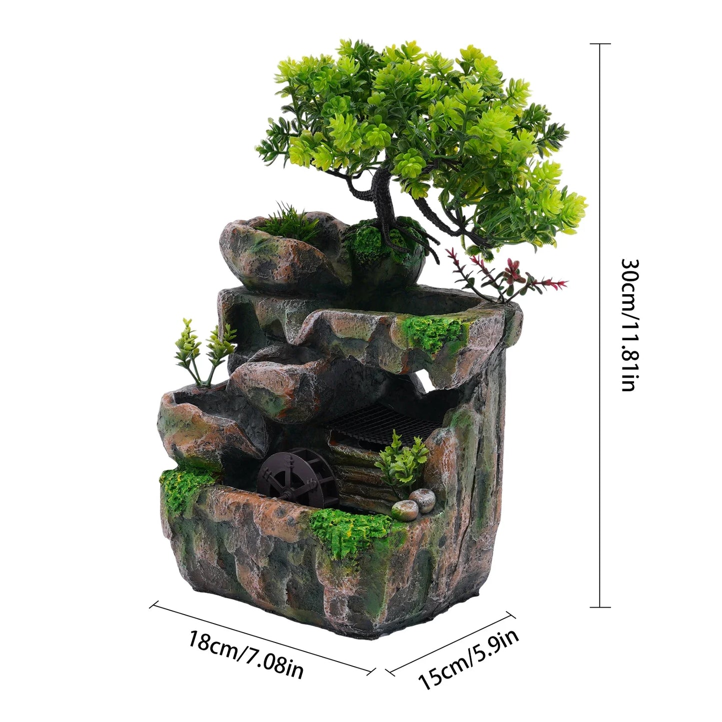 Mini Tabletop Rockery Fountain Waterfall Feng Shui Desktop Rockery Landscape Water Sound Indoor Desk Decoration for Home Office
