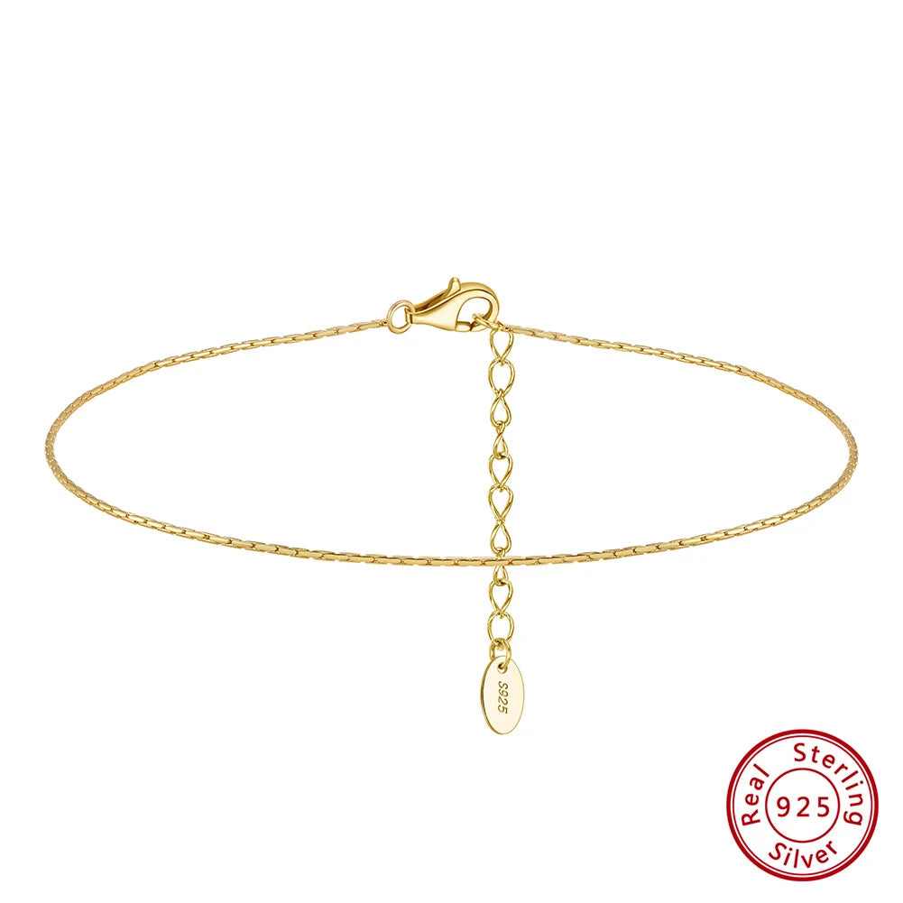 Rinntin Genuine 925 Sterling Silver Ball Faceted Bead Chain Anklets Fashion Women Summer Foot Bracelet Ankle Straps Jewelry SA80