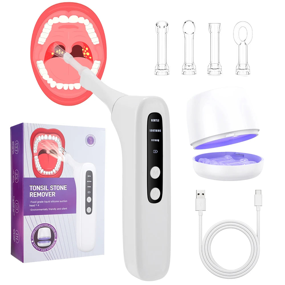 Visible Electric Tonsil Stone Remover Tool Visible Tonsil Stone Removal Kit 3 Suction Modes Tonsil Stone Removal Oral Care