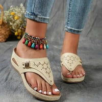 Women's Casual Beaded Flat Sandals, Bohemian Ankle Bracelet Flip Flops, Summer Beach Vacation Shoes for Women