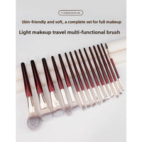 15 Professional Makeup Brushes Solid Wood Handle Aluminum Tube Makeup Brush Set Soft Multi-functional Beauty Tool
