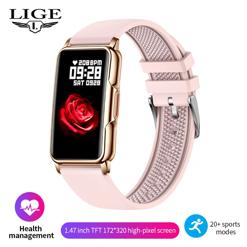 LIGE Smart Bracelet Women Smartwatch Men Heart Rate Blood Oxygen Waterproof Sport Smart Band Ladies Men Watch For Android IOS