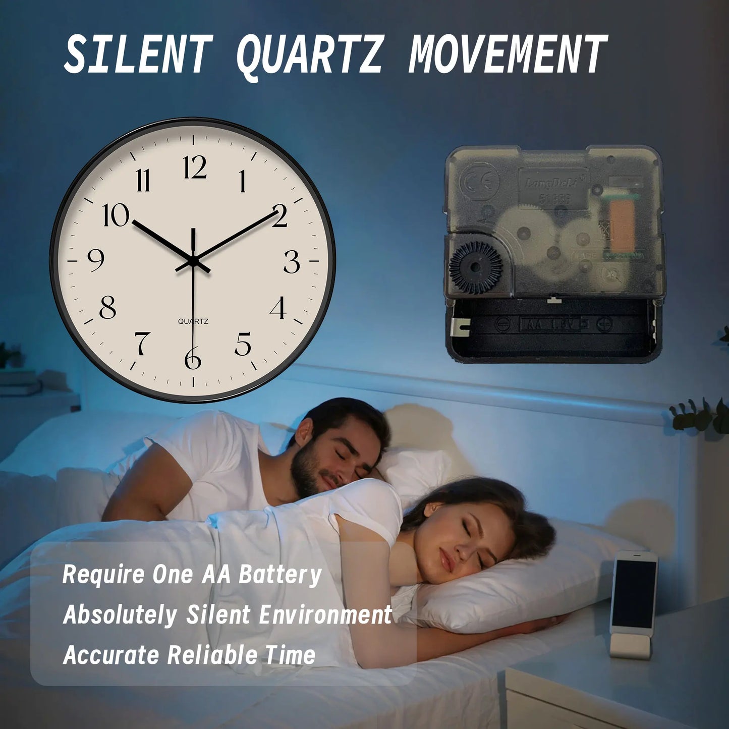 Round Minimalist Beige Quartz Wall Clock, Classic Simple Decor (Batteries Not Included), 10-16 Inches