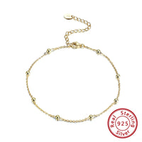 Rinntin Genuine 925 Sterling Silver Ball Faceted Bead Chain Anklets Fashion Women Summer Foot Bracelet Ankle Straps Jewelry SA80