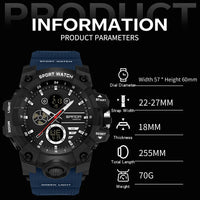 SANDA Men's Outdoor Military Watch 50M Waterproof Digital Wristwatch Stopwatch Alarm LED Light Sport Wristwatch