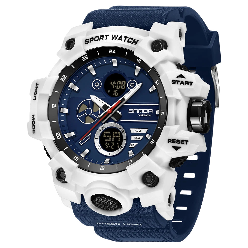SANDA Men's Outdoor Military Watch 50M Waterproof Digital Wristwatch Stopwatch Alarm LED Light Sport Wristwatch