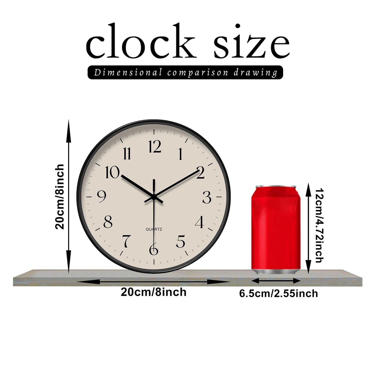 Round Minimalist Beige Quartz Wall Clock, Classic Simple Decor (Batteries Not Included), 10-16 Inches