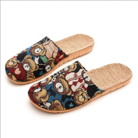Summer New Fabric Linen Home Shoes For Women Indoor Breathable Soft Sole Comfortable Floor Sandals