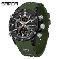 SANDA New 6162 Fashionable Men's Electronic Watch Sports Fashion Multifunctional Waterproof LED Men's Electronic Watch 2025