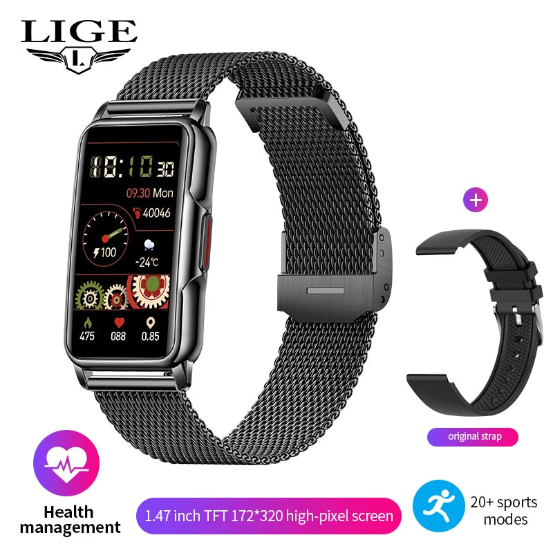 LIGE Smart Bracelet Women Smartwatch Men Heart Rate Blood Oxygen Waterproof Sport Smart Band Ladies Men Watch For Android IOS