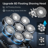 6-In-1 Electric Head Shaver for Bald Men 7 Blades Floating Razor Hair Trimmer USB Rechargeable LED Display Beard Shavers