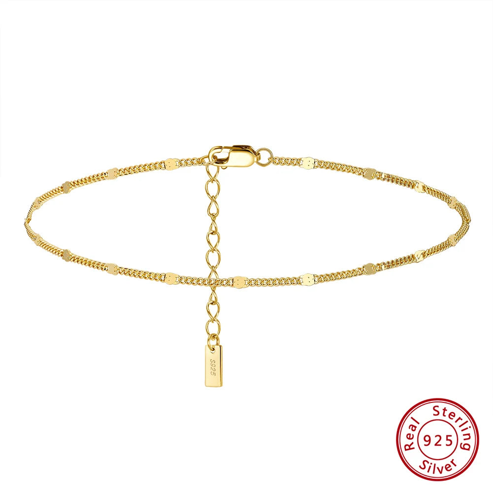 Rinntin Genuine 925 Sterling Silver Ball Faceted Bead Chain Anklets Fashion Women Summer Foot Bracelet Ankle Straps Jewelry SA80