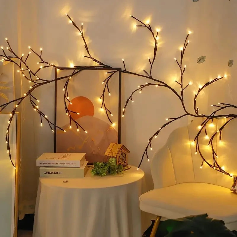 144 LED USB Wall Decoration Lights Willow Vine Branch Lights Warm White Light for Room Kitchen Wedding Christmas Halloween Decor