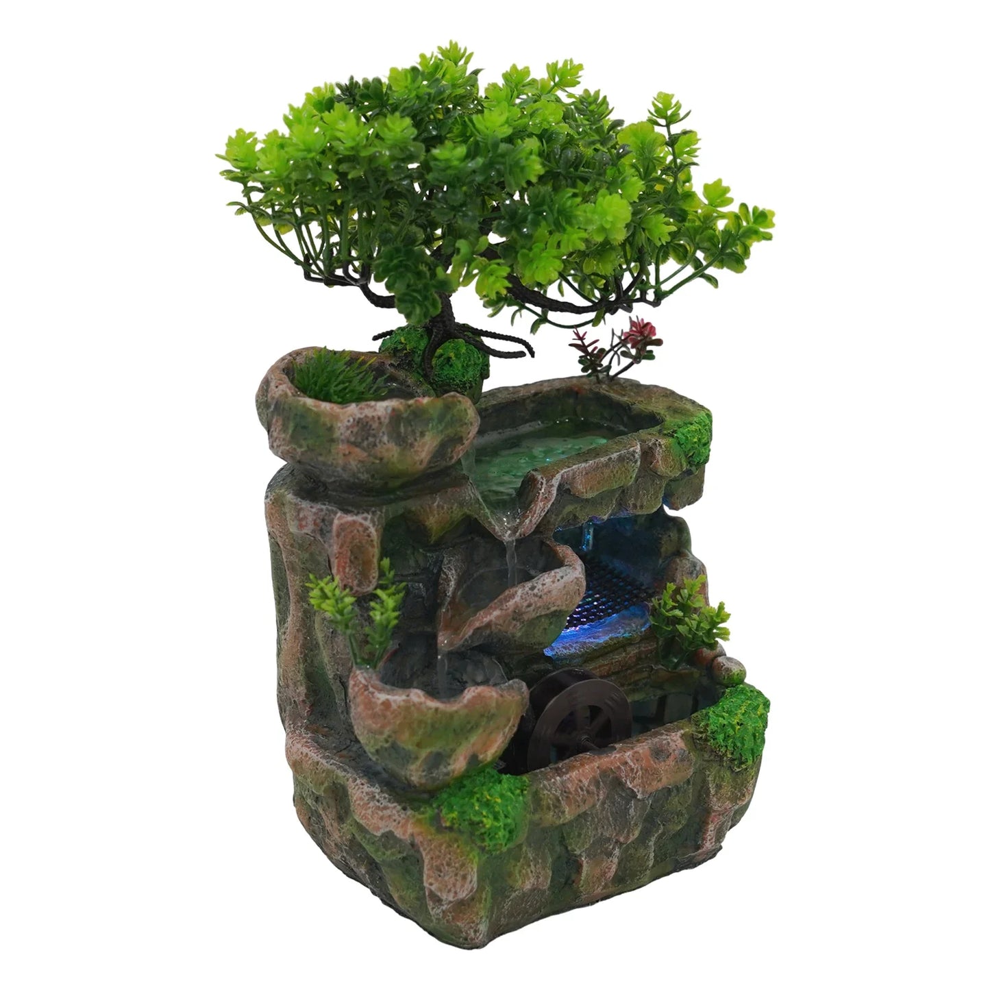 Mini Tabletop Rockery Fountain Waterfall Feng Shui Desktop Rockery Landscape Water Sound Indoor Desk Decoration for Home Office