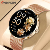 MEVADEN 8.5mm Ultra-thin Luxury Stainless Steel Smart Watch Women 1.43" AMOLED HD Screen Health Monitor Sport Smartwatch H33