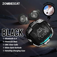 ZOMBIES CAT Bluetooth 5.4 Sports Earbuds Mini Invisible in-Ear TWS Wireless Earphone Clear Call Headphone with Sport Lanyard