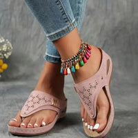 Women's Casual Beaded Flat Sandals, Bohemian Ankle Bracelet Flip Flops, Summer Beach Vacation Shoes for Women