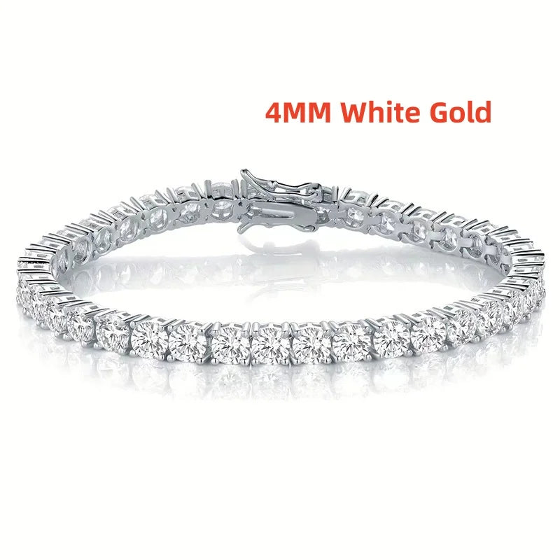 New Fashion Real S925 Sterling Silver Plated 18K Gold 5A Grade Zircon Black Tennis Bracelet for Men and Women Fashion Jewelry