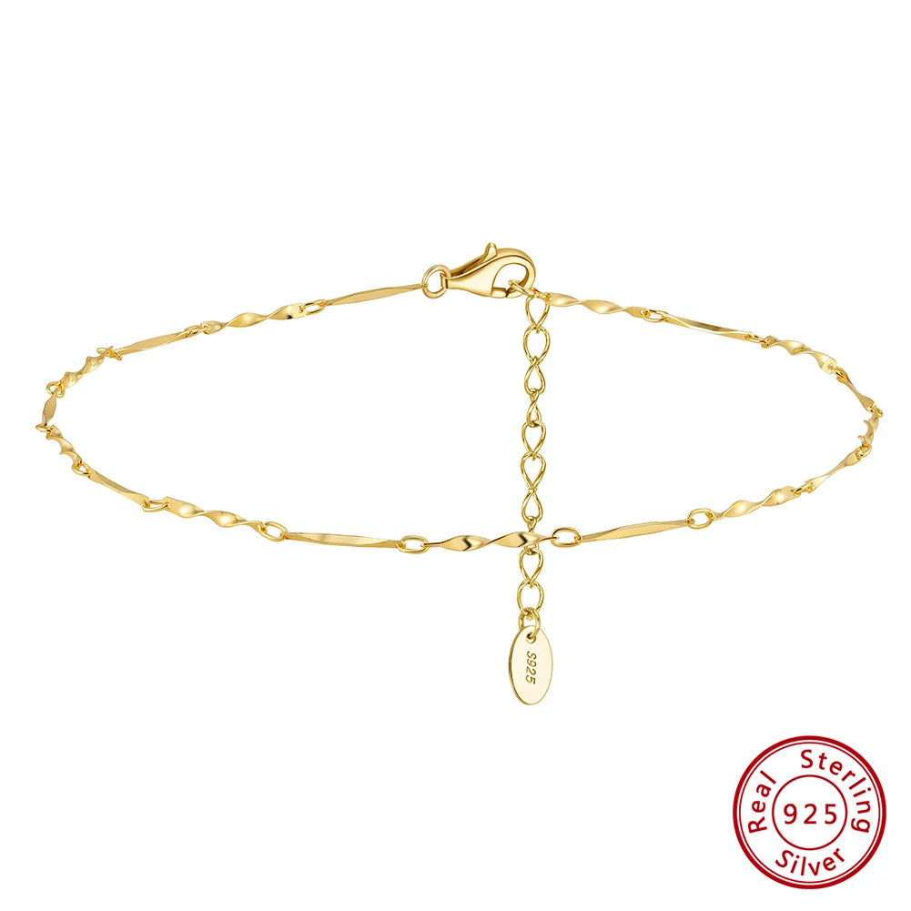 Rinntin Genuine 925 Sterling Silver Ball Faceted Bead Chain Anklets Fashion Women Summer Foot Bracelet Ankle Straps Jewelry SA80