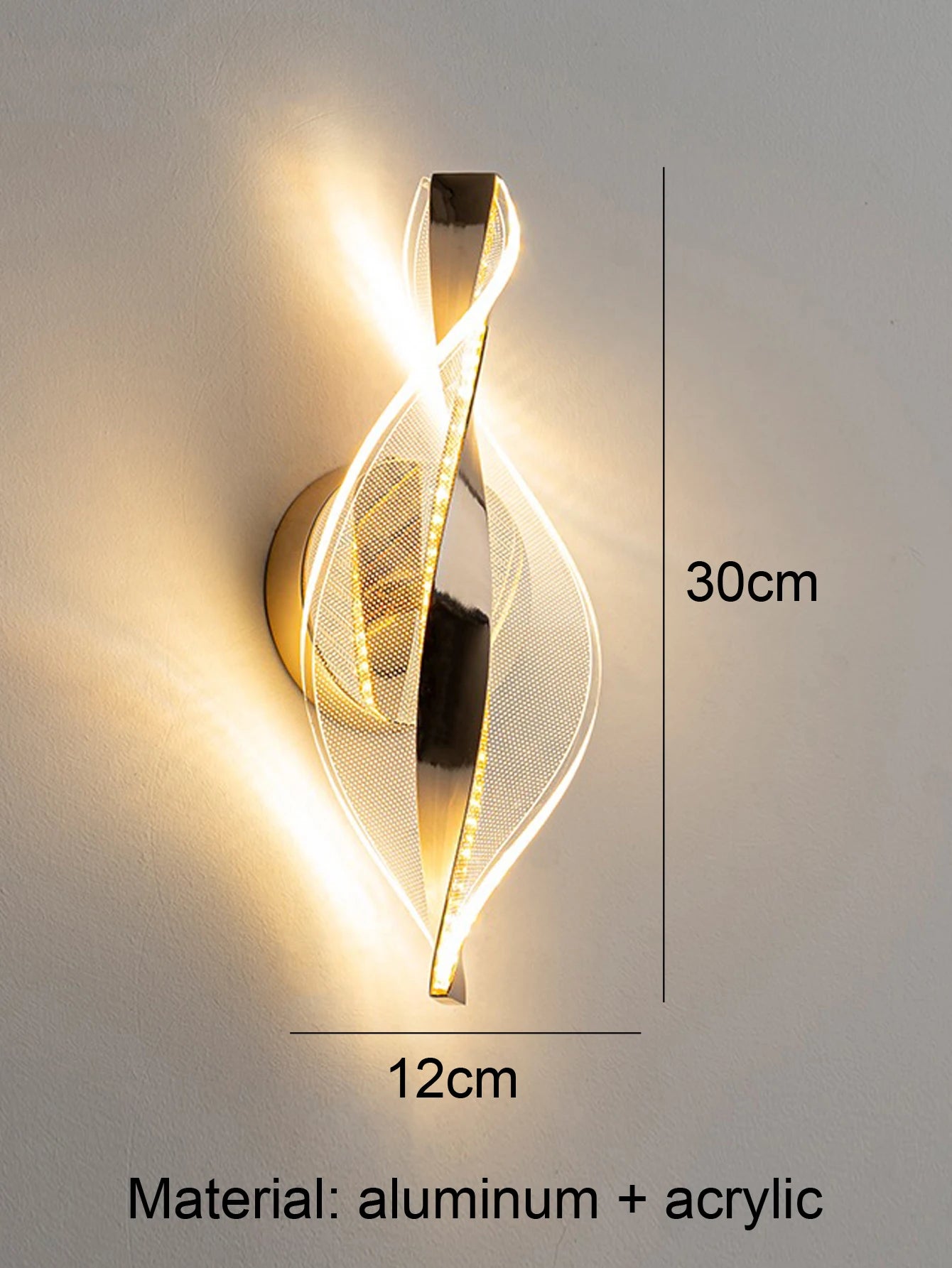 1pc/2pc modern gold/black LED acrylic wall sconce for lustre living room back wall, bedroom bedside home decor lighting.