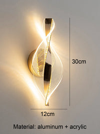 1pc/2pc modern gold/black LED acrylic wall sconce for lustre living room back wall, bedroom bedside home decor lighting.