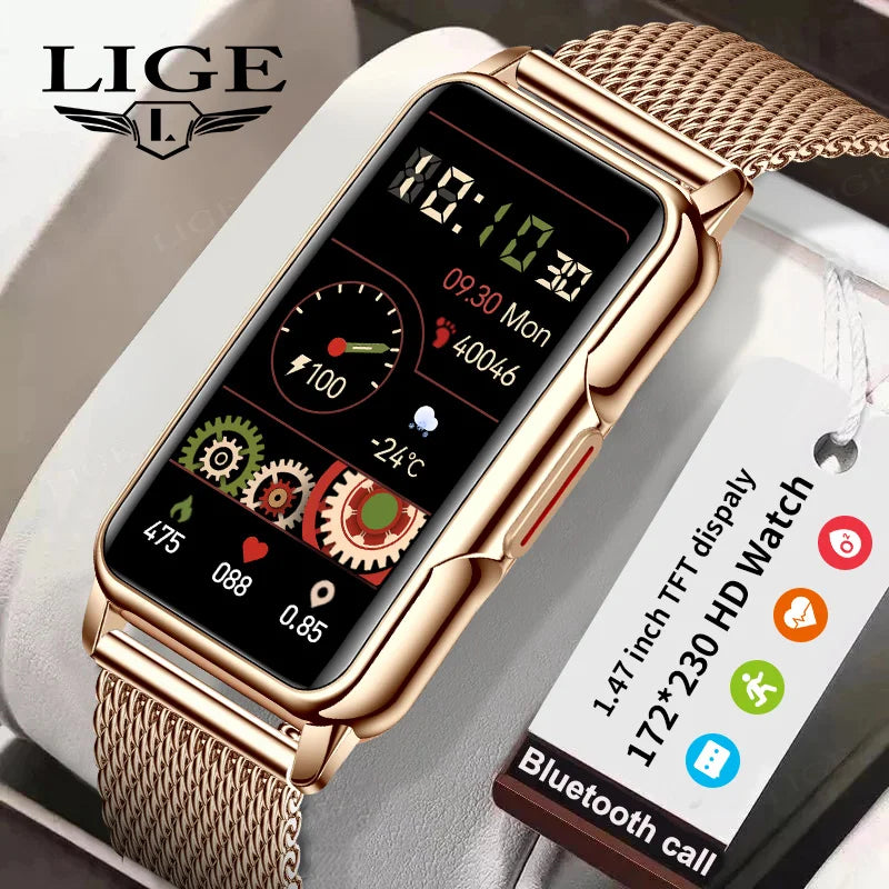 LIGE Smart Bracelet Women Smartwatch Men Heart Rate Blood Oxygen Waterproof Sport Smart Band Ladies Men Watch For Android IOS