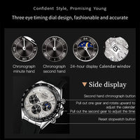 OLEVS 2875 Quartz Watch for Men Original Luxury Brand Silicone Strap Chronograph Auto Date Waterproof Moon Phase Sport Man Watch